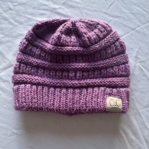 C.C Babies' Winter Knit Plain Purple Cap Beanie Hat / Little kids Beanie
